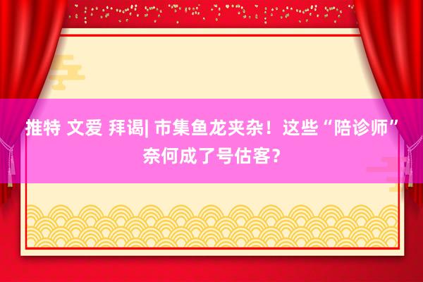 推特 文爱 拜谒| 市集鱼龙夹杂！这些“陪诊师”奈何成了号估客？