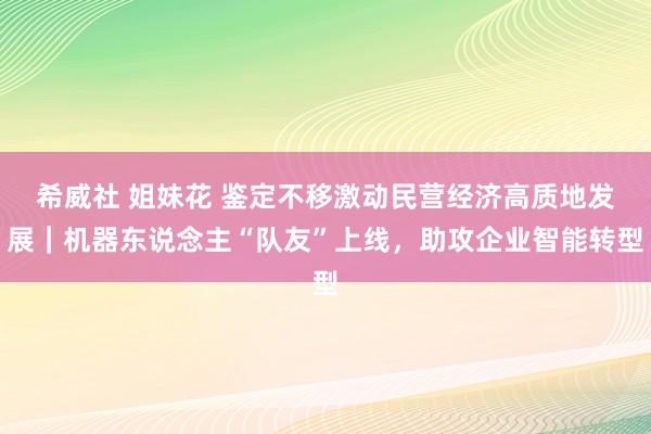 希威社 姐妹花 鉴定不移激动民营经济高质地发展｜机器东说念主“队友”上线，助攻企业智能转型