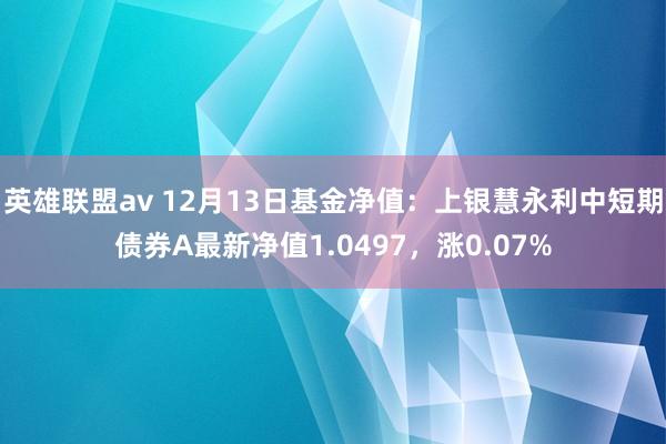 英雄联盟av 12月13日基金净值：上银慧永利中短期债券A最新净值1.0497，涨0.07%