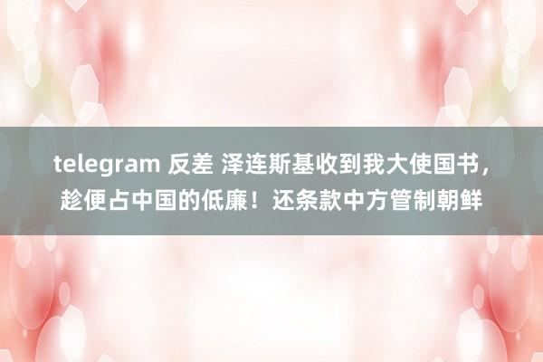 telegram 反差 泽连斯基收到我大使国书，趁便占中国的低廉！还条款中方管制朝鲜