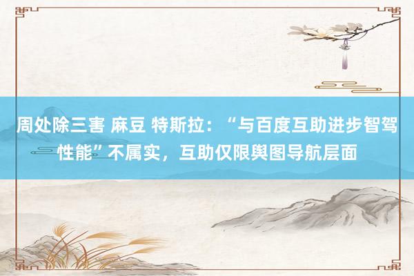 周处除三害 麻豆 特斯拉：“与百度互助进步智驾性能”不属实，互助仅限舆图导航层面