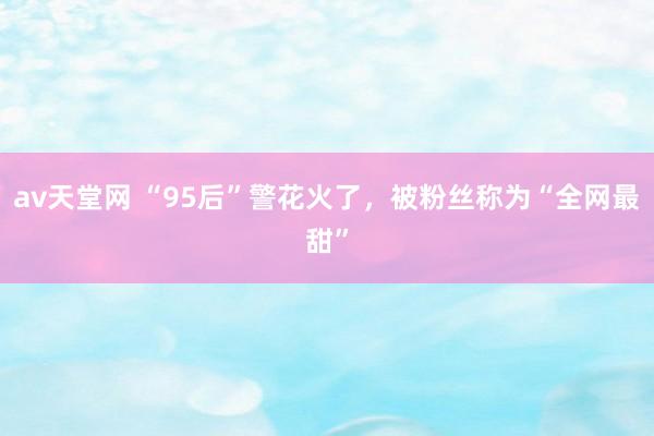 av天堂网 “95后”警花火了，被粉丝称为“全网最甜”