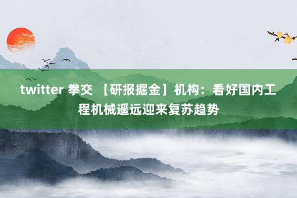 twitter 拳交 【研报掘金】机构：看好国内工程机械遥远迎来复苏趋势