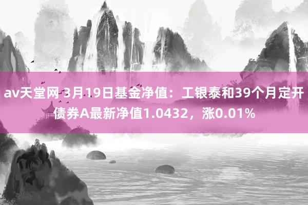 av天堂网 3月19日基金净值：工银泰和39个月定开债券A最新净值1.0432，涨0.01%