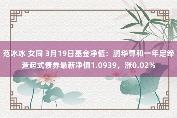 范冰冰 女同 3月19日基金净值：鹏华尊和一年定缔造起式债券最新净值1.0939，涨0.02%