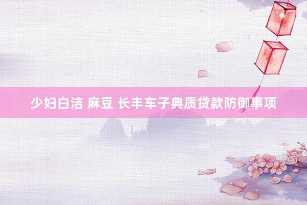 少妇白洁 麻豆 长丰车子典质贷款防御事项