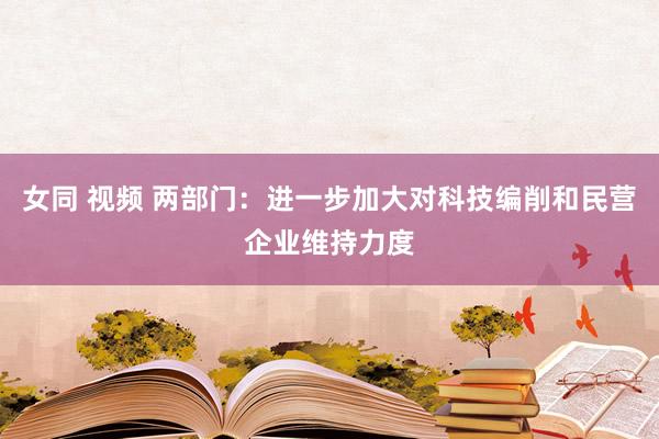 女同 视频 两部门：进一步加大对科技编削和民营企业维持力度
