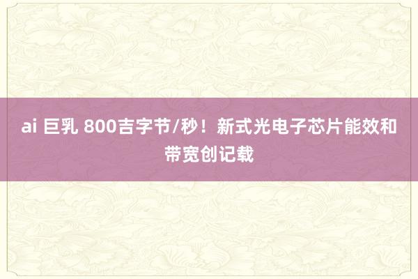 ai 巨乳 800吉字节/秒！新式光电子芯片能效和带宽创记载